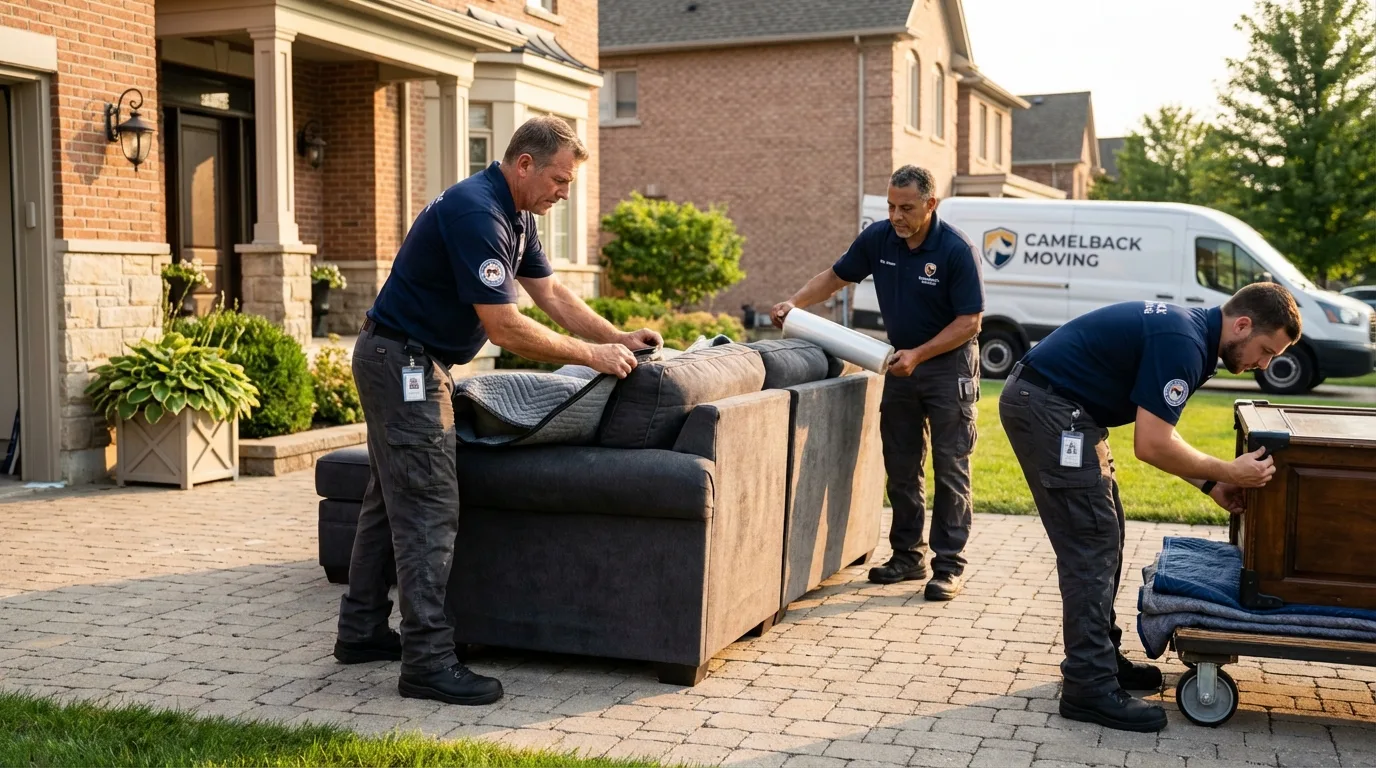 Large estate moving crew wrapping furniture in Pinconning, MI